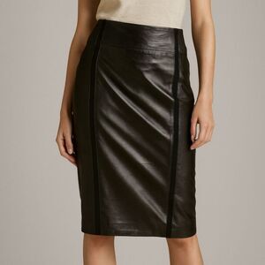Classiques Entier Black Leather Pencil Skirt Size 4